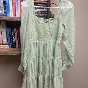 Patrons of Peace Light Green Polka Dot Dress